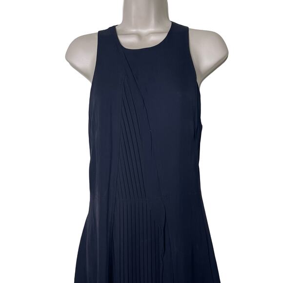 Brochu Walker Pleated Front Detail Black Onyx Silk HILDE Midi Dress SMALL sz S - Picture 4 of 13